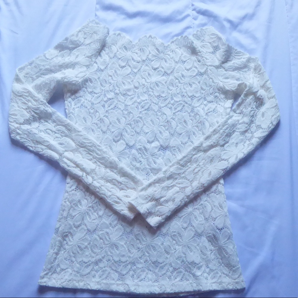 Long sleeve white lace top - Picture 6 of 6